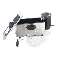 Muvip Friteuse Électrique - 3 Litres - Poignées Tactiles Froides - Entièrement Démontable - Couvercle avec Fenêtre - 2000W