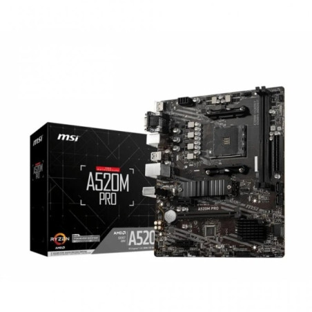MSI Carte Mère A520M PRO AM4 2xDDR4 - HDMI, VGA, DP, M.2, USB3.2, MicroATX