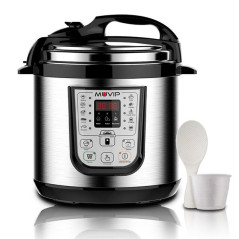 Muvip Autocuiseur Électrique - 6 Litres - 15 Programmes Disponibles - 1000W - Affichage LED - Acier Inoxydable
