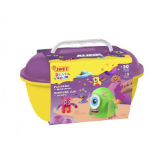Coffret Jovi Play & Fun Aliens avec 24 barres de pâte à modeler de 15g + moules + découpages - Sans gluten - Base végétale