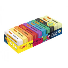 Bandeja Jovi avec 10 Pâtes à Modeler de 50g - 8 Couleurs de Base + 2 Fluorescentes - Très Malléable - Ne Se Sèche Pas