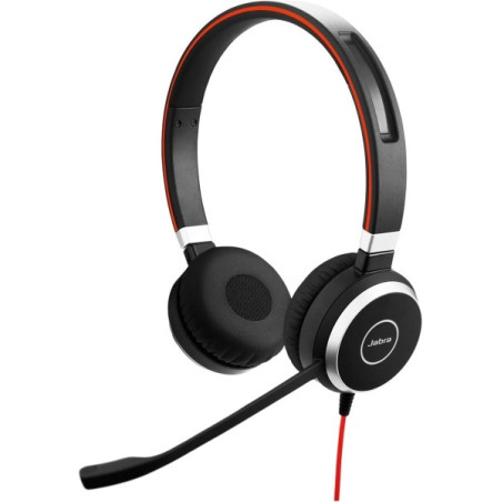 Jabra Evolve 40 MS Casque avec Microphone USB/3.5mm - Annulation passive du bruit - Arceau ajustable - Commandes sur le câble