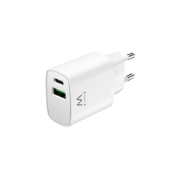 Ewent Chargeur mural USB-C/PD + USB-A/QC 20W - Couleur blanche