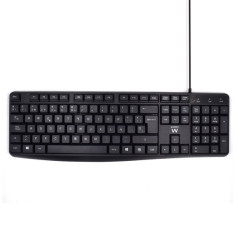 Clavier de bureau Ewent - 104 touches - Câble USB-A de 1,35 m - Couleur noire