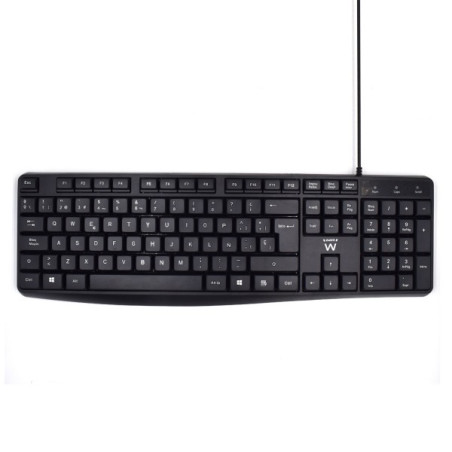 Clavier de bureau Ewent - 104 touches - Câble USB-A de 1,35 m - Couleur noire