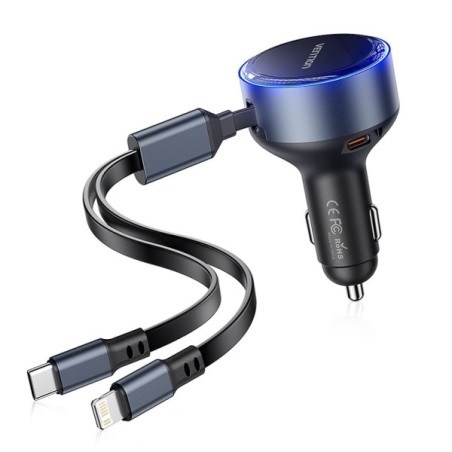 Vention Chargeur de Voiture 30W - USB-C Mâle, USB-C Femelle, Lightning - Charge Rapide - Couleur Noir