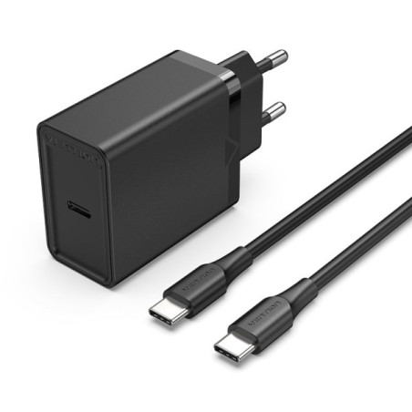 Vention Chargeur mural USB-C 25W - Câble USB-C 1m - PD3.0 - Couleur noire