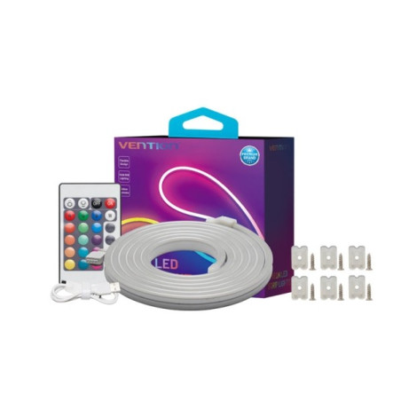 Vention Bande LED Néon - Silicone - Télécommande - USB 5V - 5m - Flexible et Durable - Résistant à l'Eau IP65