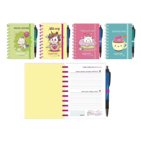 Ingraf Exposant de 12 Agendas Scolaires 25/26 Spiral Jour Page avec Stylo - Taille 8º