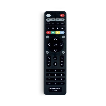 Télécommande Universelle Metronic ZAP 4 EVO 5 Pour TV + TDT + SAT + DVD - Couleur Noire