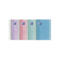 Pack de 8 - Agenda Scolaire Oxford Touch Pastel 25/26 Spirale Vue Semainière - Taille 8º - Couverture Rigide Pelliculée Touch