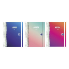 Pack de 8 - Agenda Scolaire Oxford Gradient 25/26 Spirale Jour Page - Taille 8º - Couverture Rigide - Coins Micro-perforés