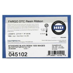 Fargo HID DTC1000 DTC1250 Ruban de Transfert Thermique Original Noir 1.000p + Rouleau de Nettoyage - 045102