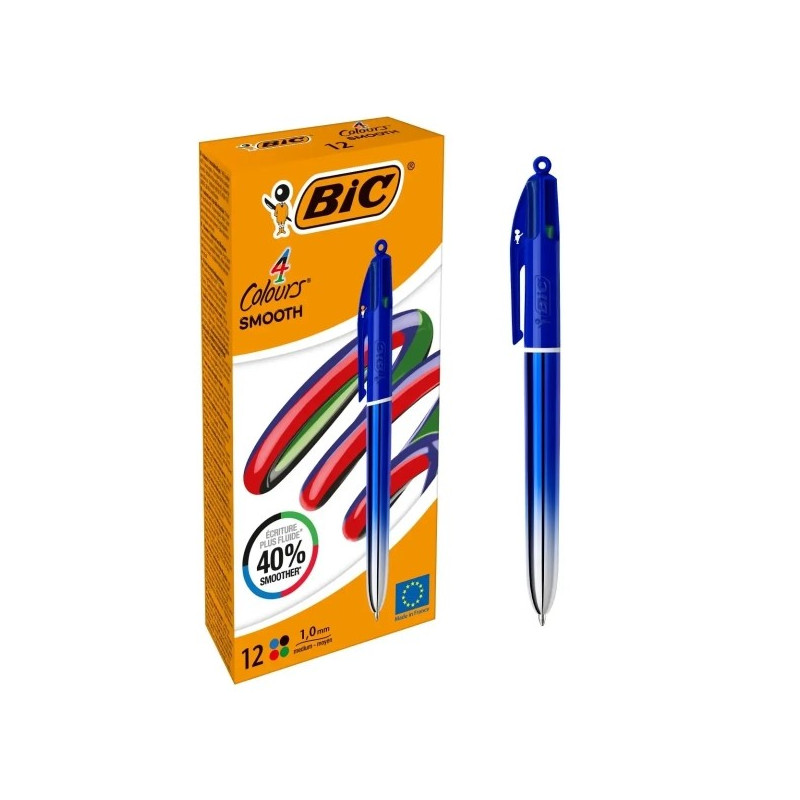 Pack de 12 - Bic 4 Couleurs Dégradé Doux Bleu Stylo à Bille Rétractable - Pointe Moyenne de 1,0 mm Pack de 12 - Bic 4 Couleurs Dégradé Doux Bleu Stylo à Bille Rétractable - Pointe Moyenne de 1,0 mm