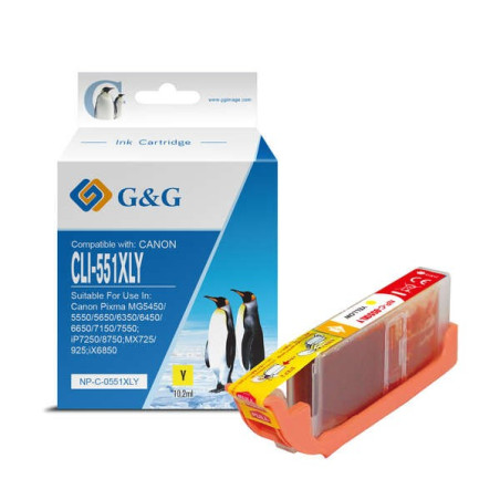G&G Canon CLI551XL Jaune Cartouche d'Encre Générique - Remplace 6446B001/6511B001
