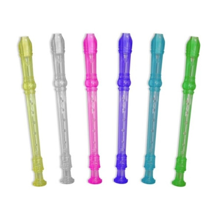 Pack de 12 - Flûte à bec transparente multicolore - Fabriquée en plastique - Idéale pour les plus petits