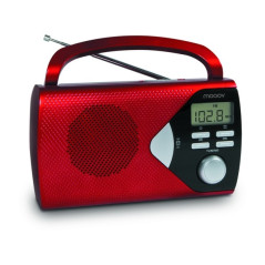 Radio Portable Metronic AM/FM avec Fonction Alarme - Piles - Couleur Rouge