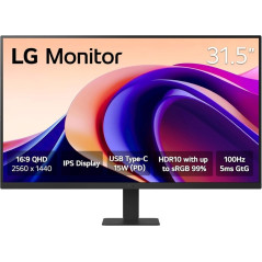 Moniteur LG LED 31,5" IPS QHD HDR10 100Hz - Temps de réponse 5ms - Angle de vision 178° - 16:9 - HDMI, USB-C - VESA 100x100mm