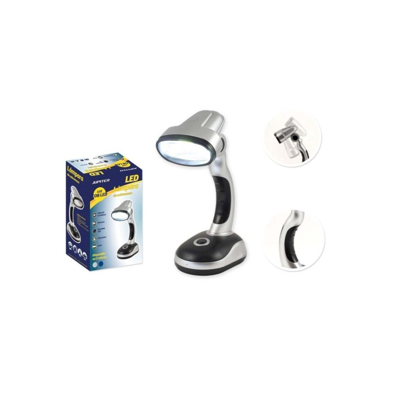 Lampe de table Jupiter COB-LED 40lm - Peut également être utilisée comme lampe de poche - Fonctionne avec 3 piles AA
