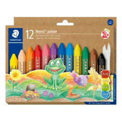 Staedtler Noris Junior Pack de 12 Crayons de Couleurs Extra-Gros - Forme Hexagonale - Couleurs Assorties