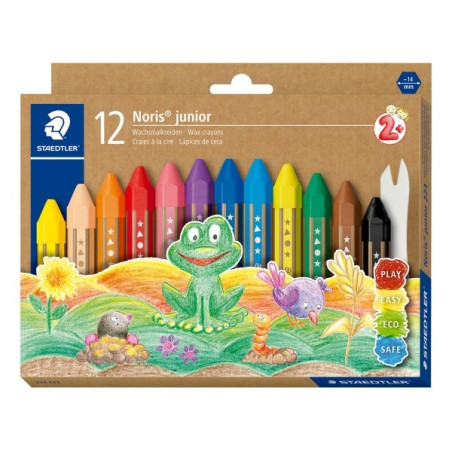 Staedtler Noris Junior Pack de 12 Crayons de Couleurs Extra-Gros - Forme Hexagonale - Couleurs Assorties