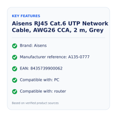 Aisens Cat.6 RJ45 Patch Cable 2 m Grey AWG26 CCA