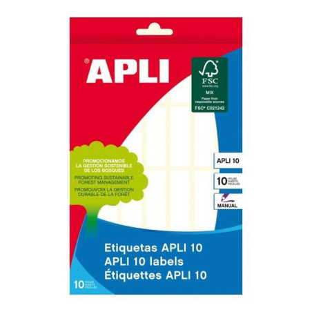 Apli Pack de 280 Etiquettes Permanentes 13x40mm - Adaptées à lÉcriture Manuelle - Couleur Blanc