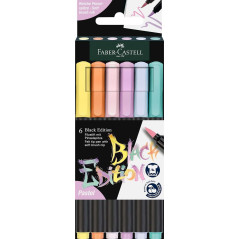 Faber-Castell Black Edition Pack de 6 marqueurs à pointe pinceau - Encre à base de colorant alimentaire