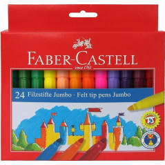Faber-Castell Jumbo Pack de 24 marqueurs à pointe épaisse - Encre lavable à base d'eau - Couleurs assorties