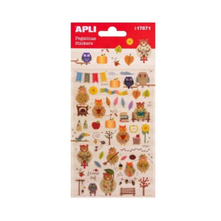 Apli Sachet de Stickers Automne - Finition Epoxy - Adhésif Permanent - Idéal pour le Scrapbooking et la Décoration