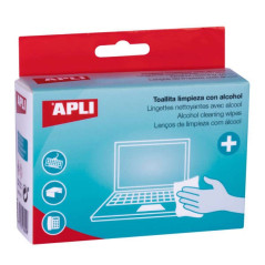 Apli Lingettes Hydroalcooliques Désinfectantes - Ethanol 70% - Réglementation Antivirale - 20 Sachets Individuels