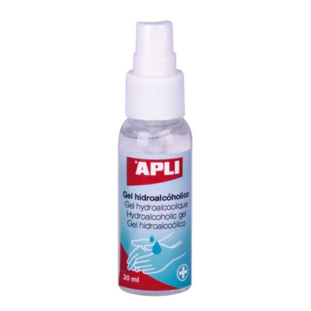 Gel Désinfectant Hydroalcoolique Apli - 30 ml - 70% Ethanol - sans rinçage - Règlementation Antivirale - Pulvérisateur