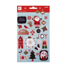 Apli Sachet d'autocollants de Noël Joyeux Noël - En relief - Adhésif permanent - Idéal pour le scrapbooking et la décoration