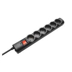 Trust 21059 Multiprise 6 prises  protection contre les surtensions noire