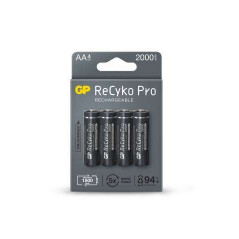 GP ReCyko Pro Pack de 4 Piles Rechargeables 2100mAh AA 12V - Préchargées - Cycle de vie  Jusquà 1 500 fois