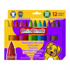PlayColor Jumbo Basic Pack de 12 marqueurs à pointe épaisse extra douce - Fiables et sûrs - Pointe verrouillée