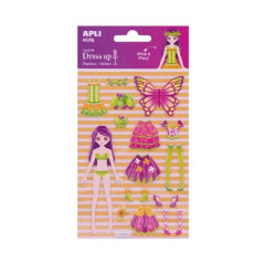 Apli Sticker Bag Dress up 3D Annie - Autocollants amovibles - Scène incluse - Encourage la créativité et la coordination