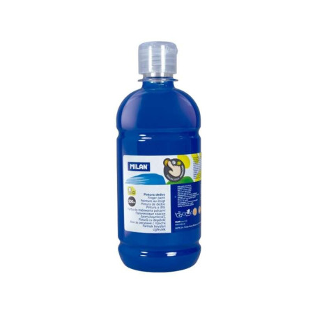 Flacon de peinture au doigt Milan - 500 ml - Application facile - Miscible - Couleur bleue