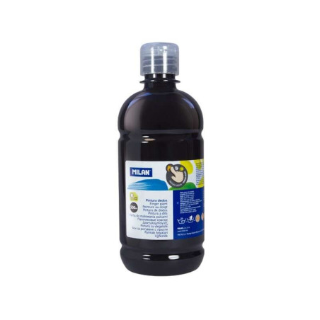 Flacon de peinture au doigt Milan - 500 ml - Application facile - Miscible - Couleur Noir