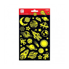 Apli Sachet de Stickers Espace - Luminescents - Adhésif Permanent - Idéal pour le Scrapbooking et la Décoration
