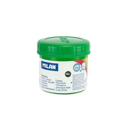 Pack de 6 - Pot Milan Tempera 40ml - Séchage Rapide - Miscible - Couleur Vert Clair