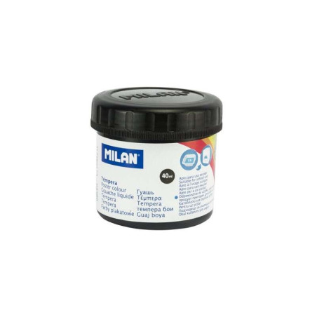Pack de 6 - Milan Tempera Flacon 40ml - Séchage Rapide - Miscible - Couleur Noir