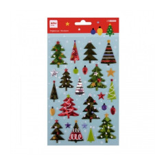 Apli Sachet d'Autocollants Sapin de Noël - Détails Métalliques - Adhésif Permanent - Idéal pour Scrapbooking et Décoration