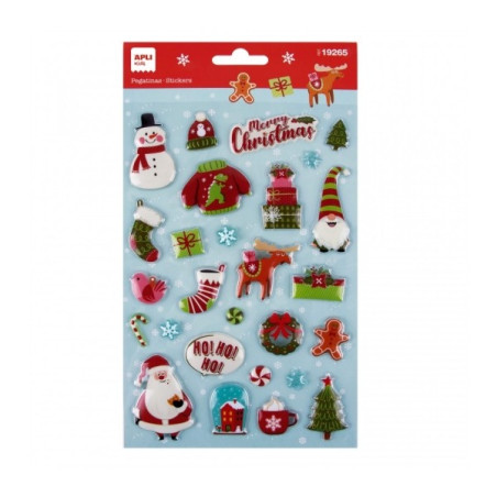 Apli Sachet de Stickers Noël Ho ho ho - En Relief - Adhésif Permanent - Idéal pour le Scrapbooking et la Décoration