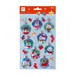 Apli Sachet d'autocollants de Noël Boule de Bonhomme de Neige - Adhésif Permanent - Motifs Assortis