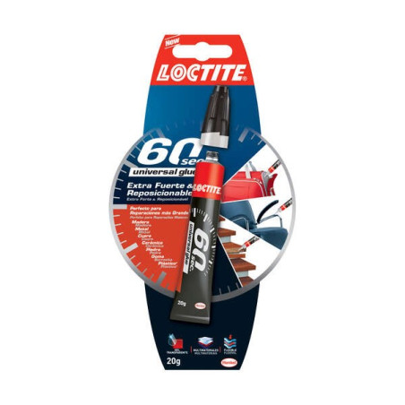 Colle Extra Forte Loctite 60Sec 20gr - Colle en 60 Secondes - Adhésif Gel Transparent Repositionnable