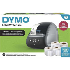 Dymo LabelWriter 550 Bundle Pack d'imprimante d'étiquettes + 4 rouleaux d'étiquettes - Jusqu'à 62 étiquettes par minute