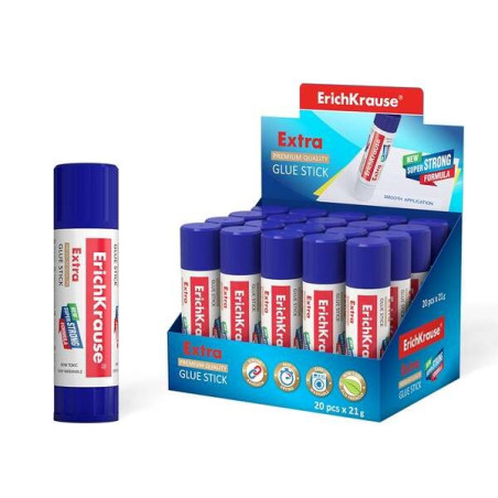 Pack de 20 - Bâton de Colle Extra Erichkrause 21gr - Formule Super Forte - Consommation Economique - Adhérence Rapide et Fiable