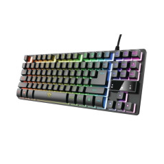 Trust Gaming GXT 833 Thado TKL Clavier USB Compact - 12 Touches Multimédia - Anti-ghosting - Eclairage LED - Câble Tressé 150m
