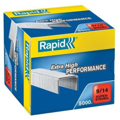 Rapid Super Strong Boite de 5000 Agrafes 9/14 - De 80 à 110 Feuilles - Fil Galvanisé Super Renforcé - Broche 14mm